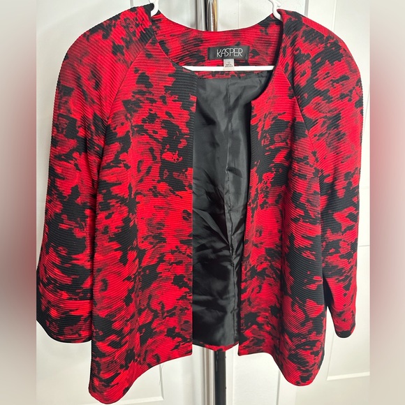 KASPER BLAZER/SIZE 12 /RETAIL$119/LINED/REDF/BLACK - Picture 1 of 6